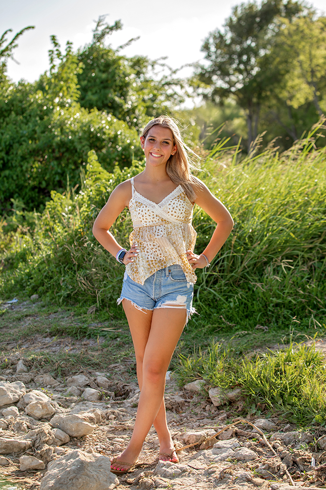 Senior girl at Marine Creek Lake on a summer day in Saginaw.