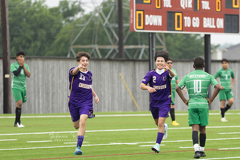 High school students playing soccer in Fort Worth, Texas. 