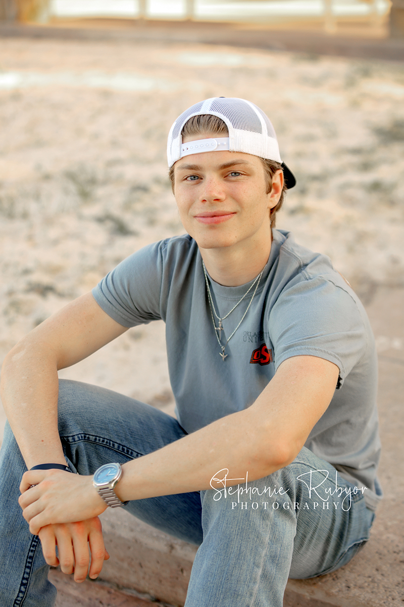 TJ having his senior pictures taken in the spring at Eagle Mountain Lake in Texas. 