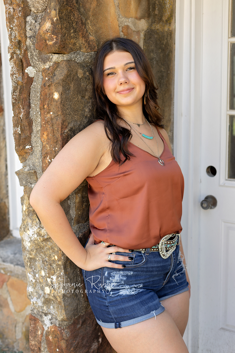 Senior girl photo session at petrified gas station in Fort Worth, Texas. 