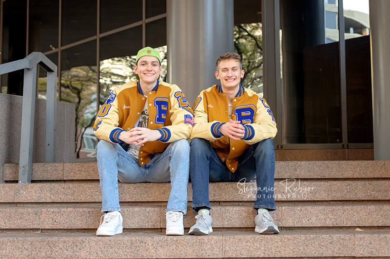 Senior photo session at Sundance Square in Fort Worth. 