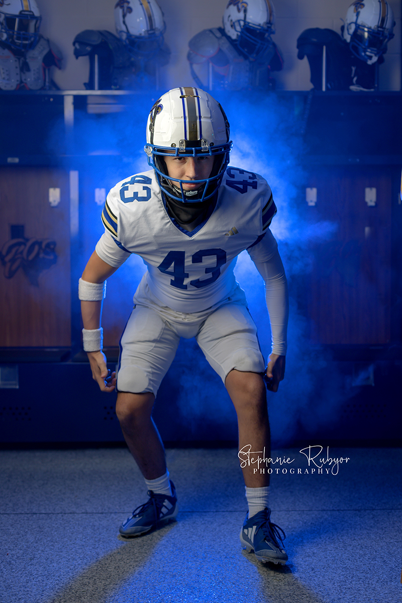 Football sport portraits in Saginaw, Texas at local high school. 