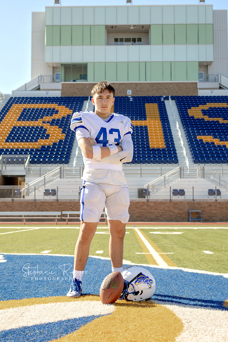 Football sport portraits in Saginaw, Texas at local high school. 