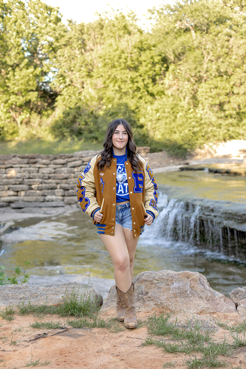 High school senior at Airfield Falls in Fort Worth for her photo session. 